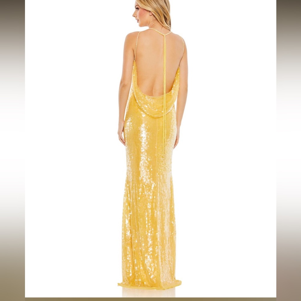 Mac Duggal 93718 Cowl Back Halter Neck Dress